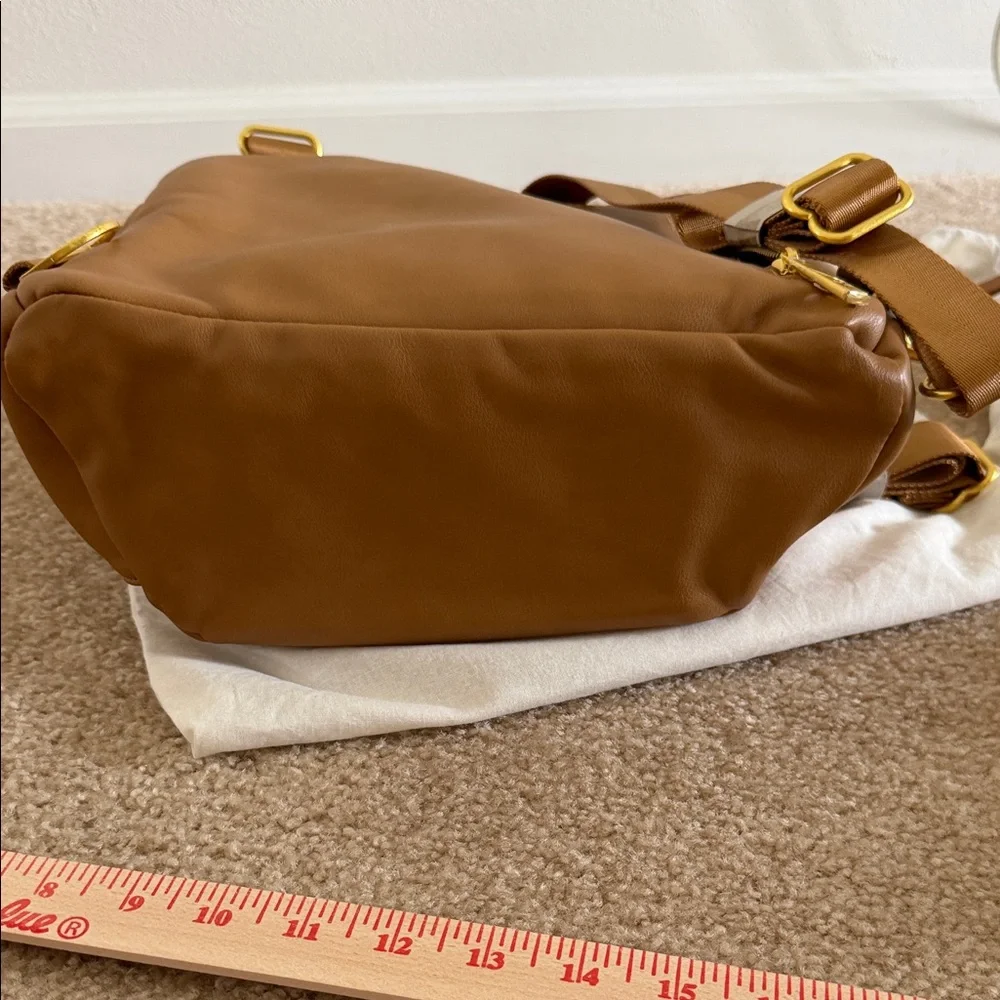 NWT Fawn Design Mini Diaper Backpack-Carmel Tan Vegan Leather + Accessories